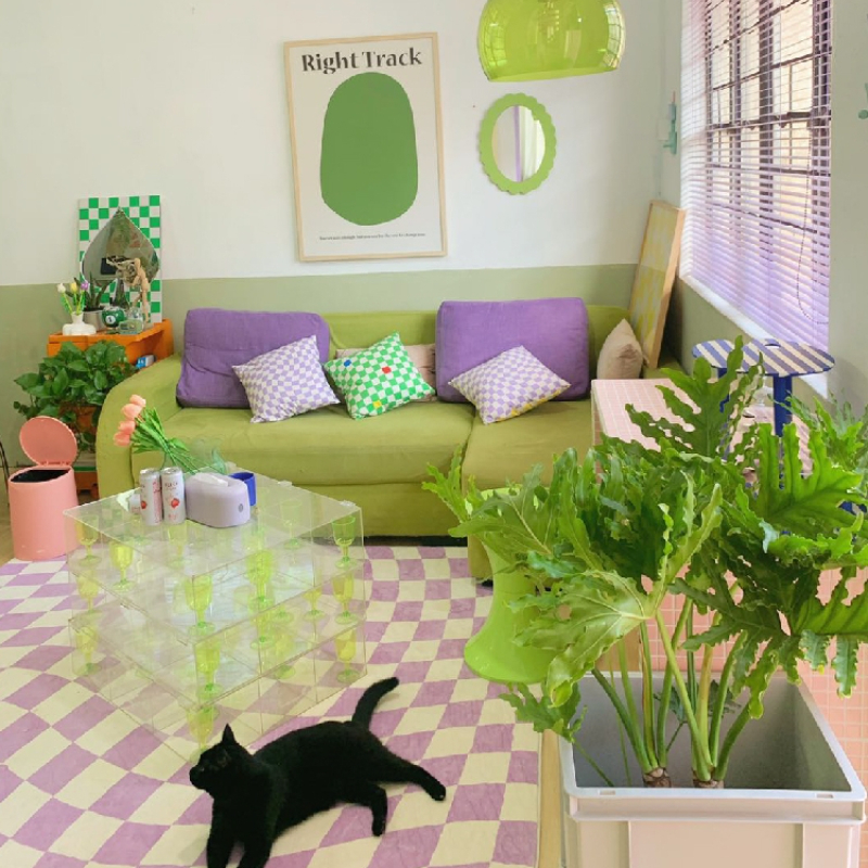 Home Decor Ig - Modern Minimalist Retro Checkerboard Living Room