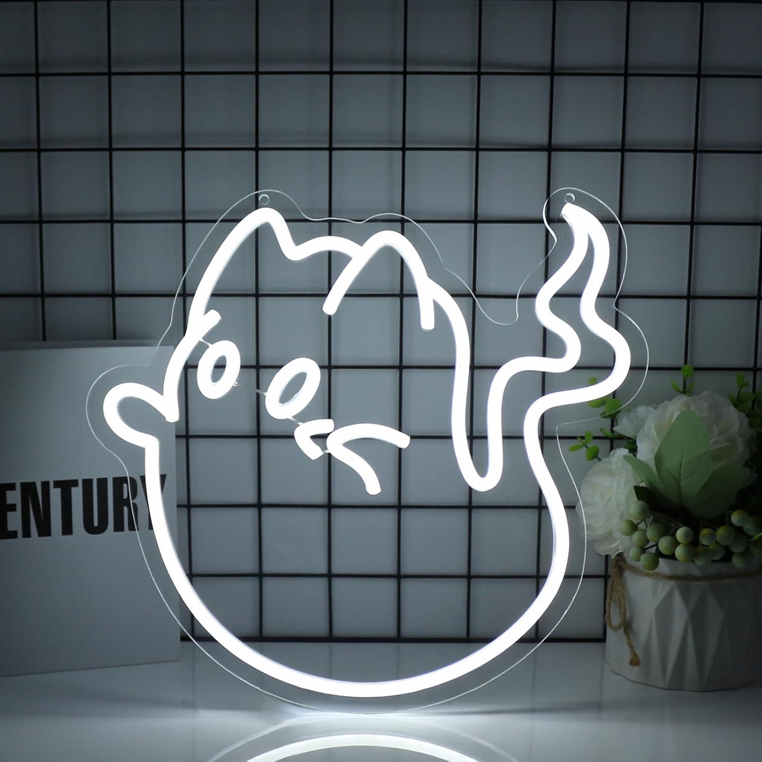 Home Decor Room - Cat Ghost Neon Sign USB Powered