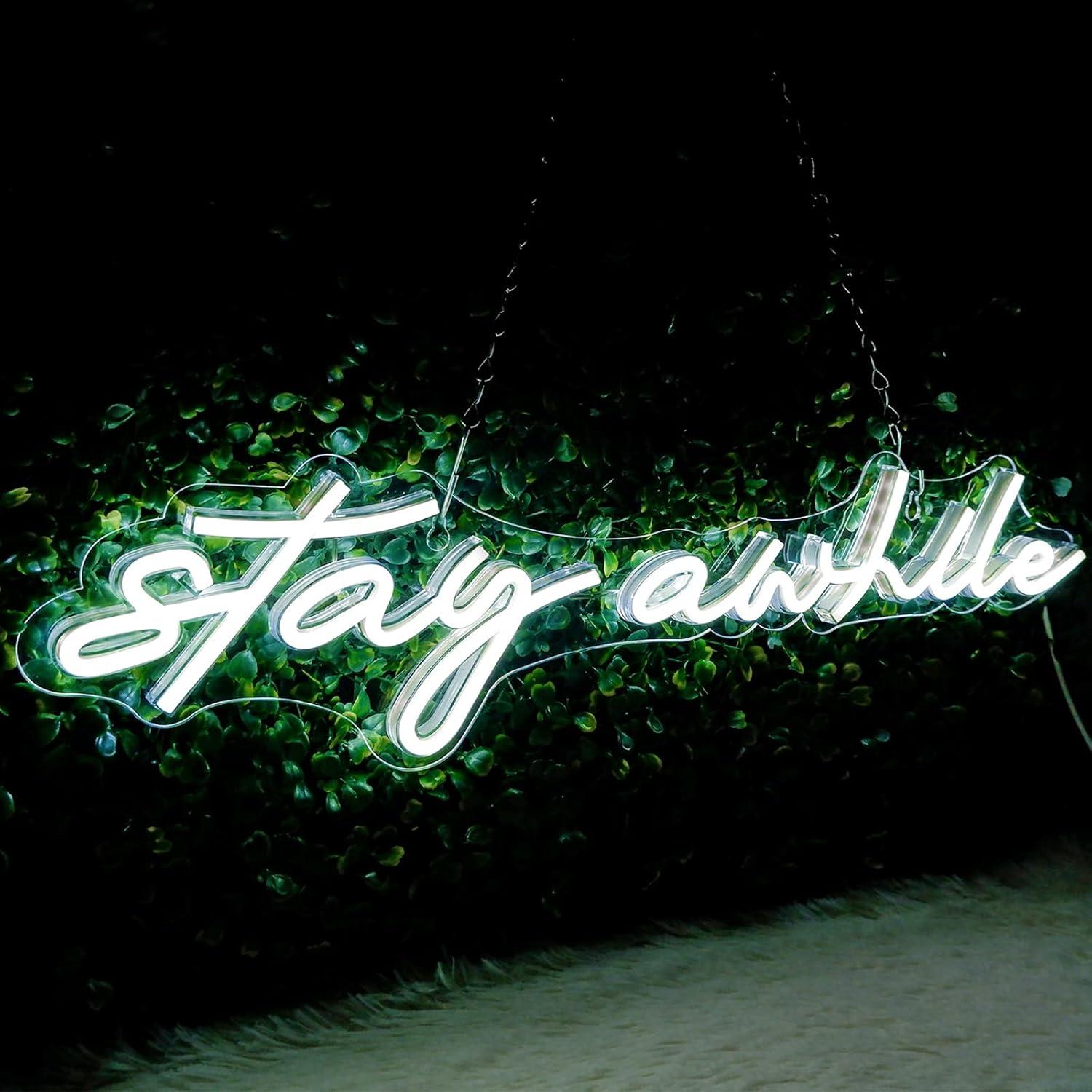 Home Decor Room - Stay Awhile Neon Signs USB Dimmable