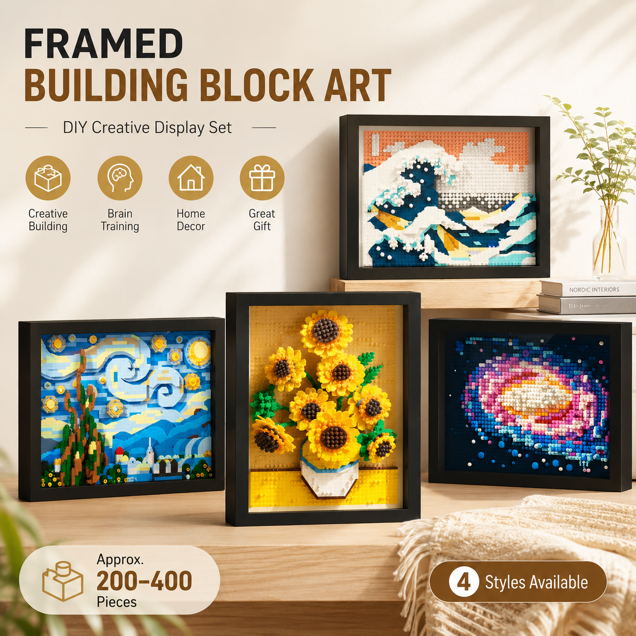 Home Decor Under 200 - Framed Building Block Art DIY Micro