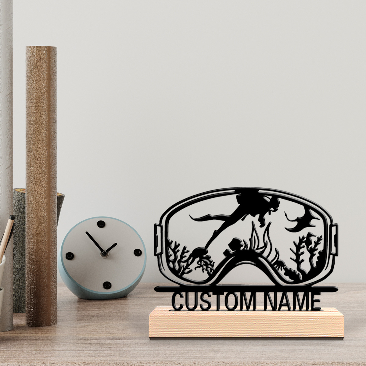 Home Decor Happy - 1pc Cute Personalized Custom Diving Wooden