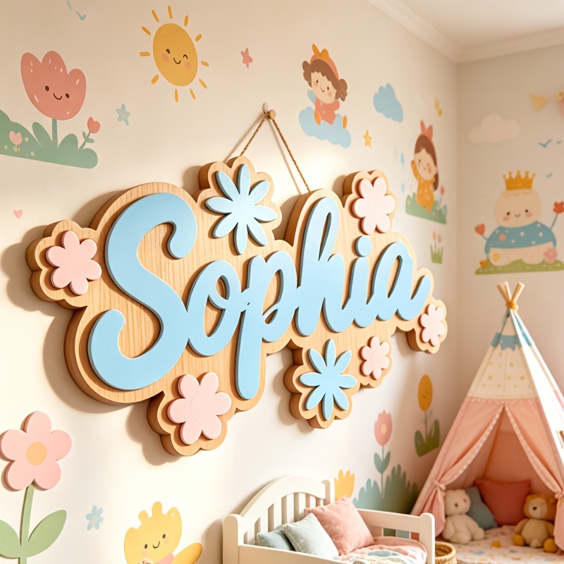 Home Decor Flowers - Personalized Floral Themed Name Room Sign,