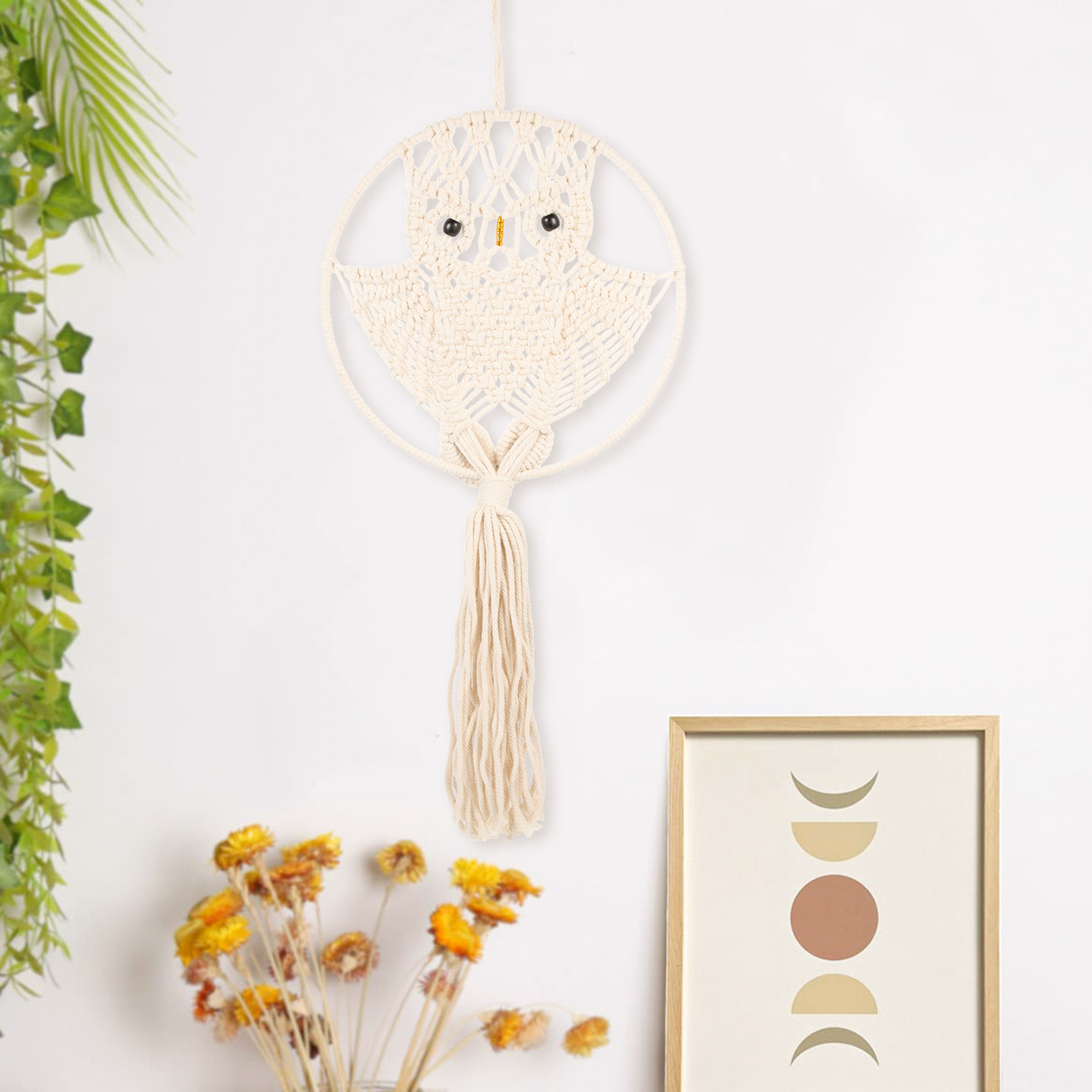 Owl Macrame H Woven Woven Tass - Macrame Wall Hanging reseña y precio