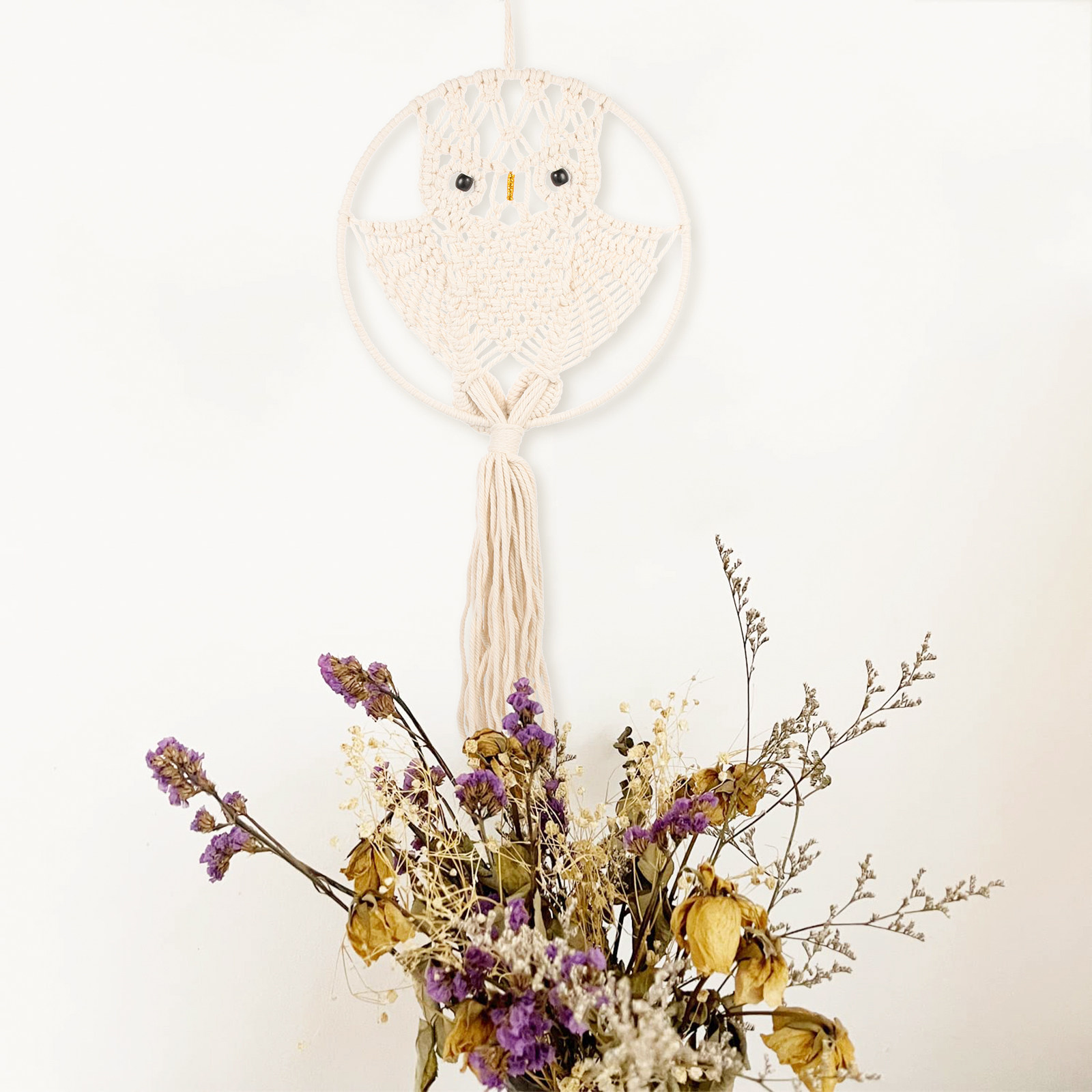 Owl Macrame H Woven Woven Tass - Macrame Wall Hanging reseña y precio