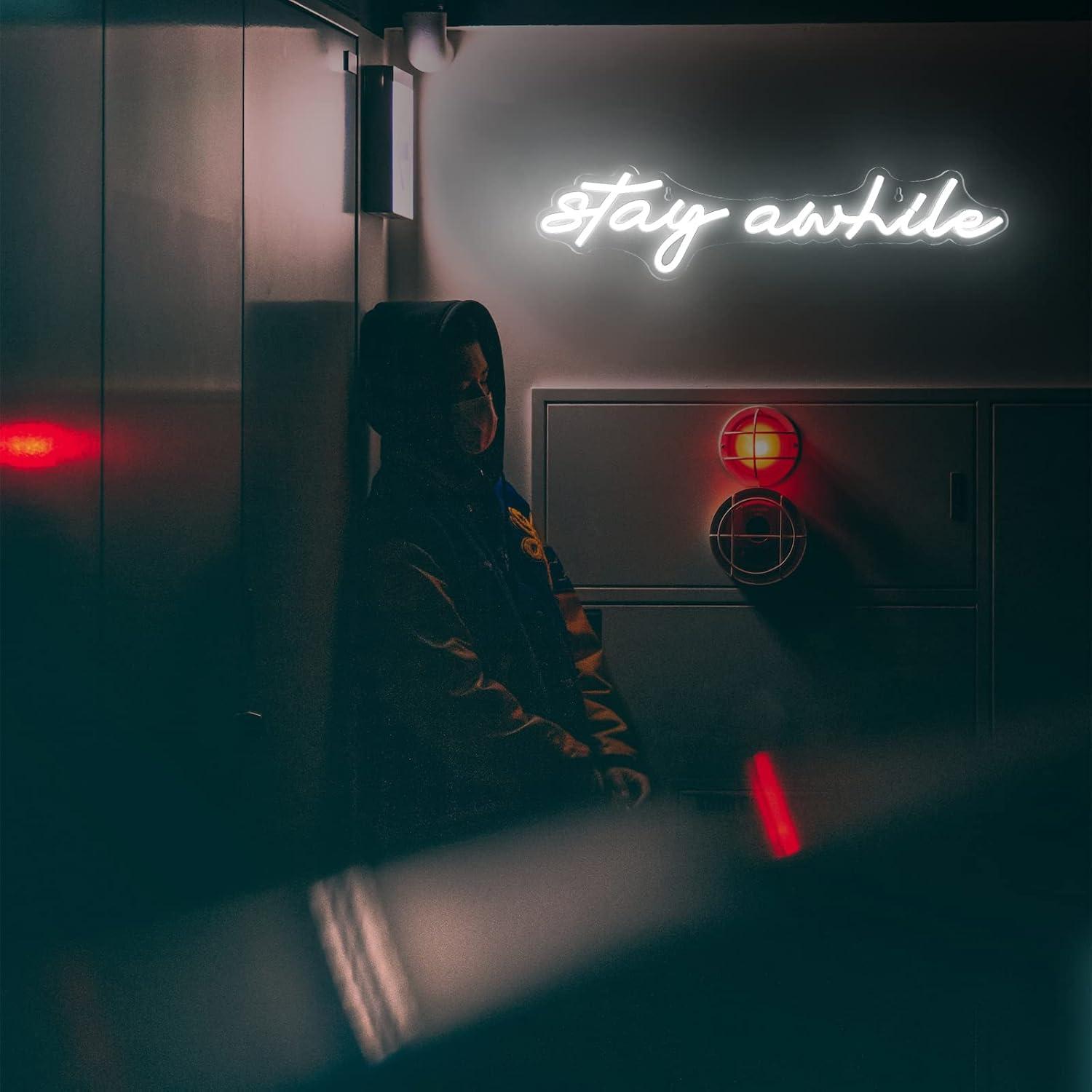 Stay Awhile Neon Signs USB Dim - Home Decor Room reseña y precio