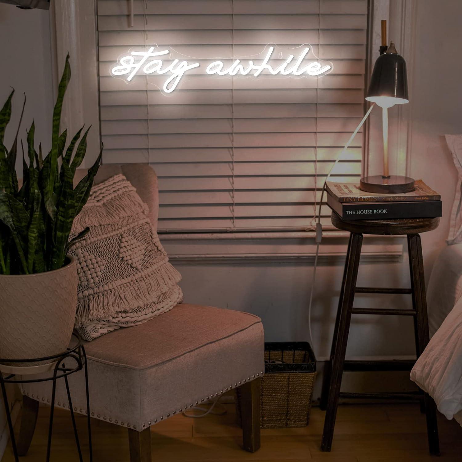 Stay Awhile Neon Signs USB Dim - Home Decor Room reseña y precio