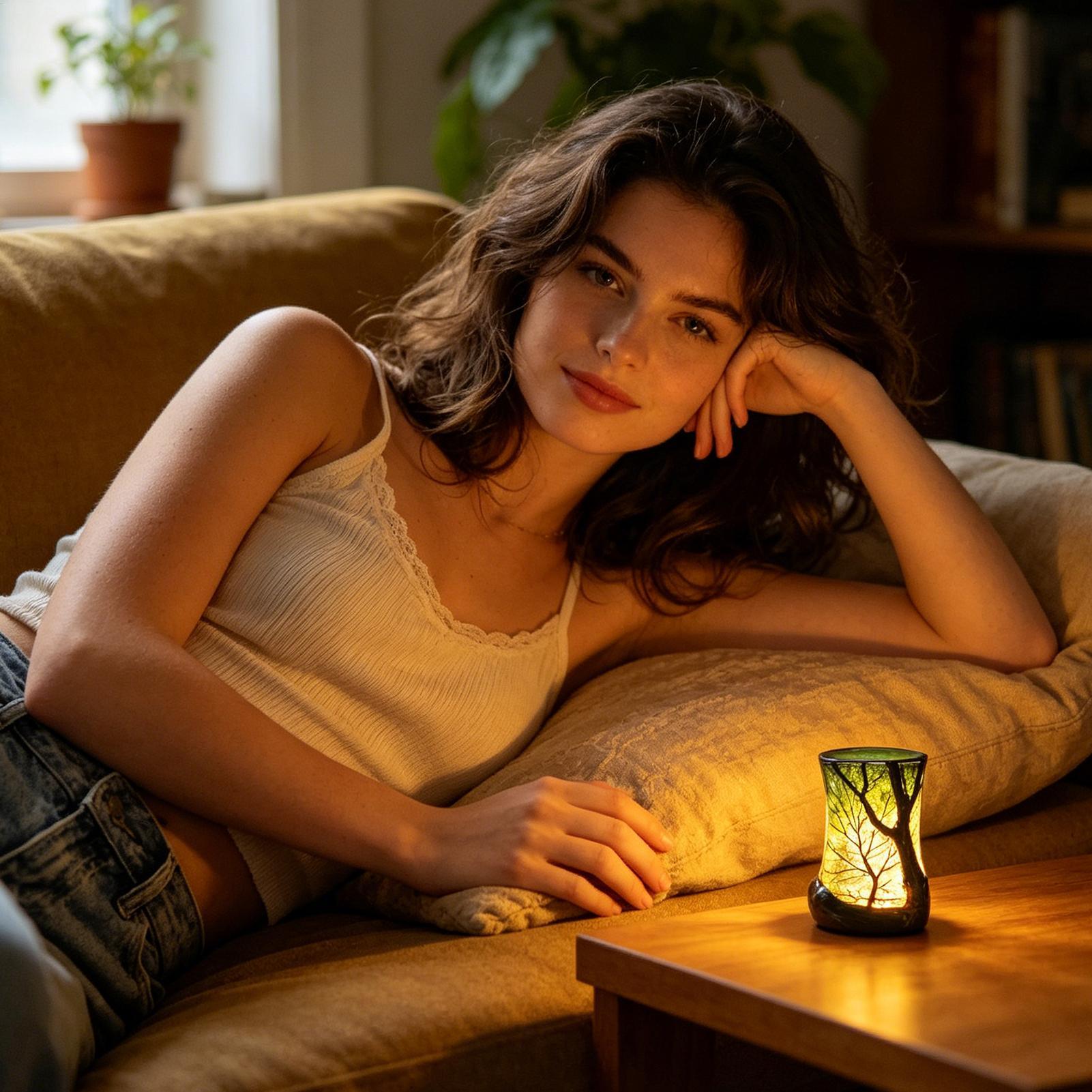 Bedside Table Lamp Forest Nigh - Home Decor Room reseña y precio