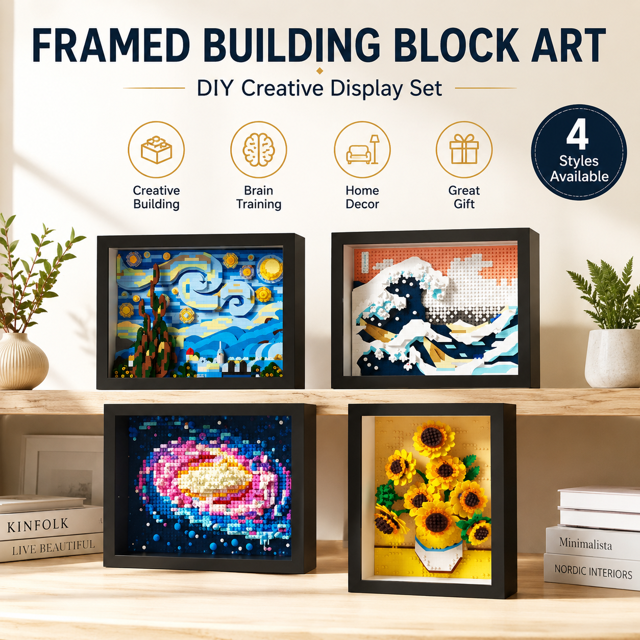 Framed Building Block Art DIY  - Home Decor Under 200 reseña y precio