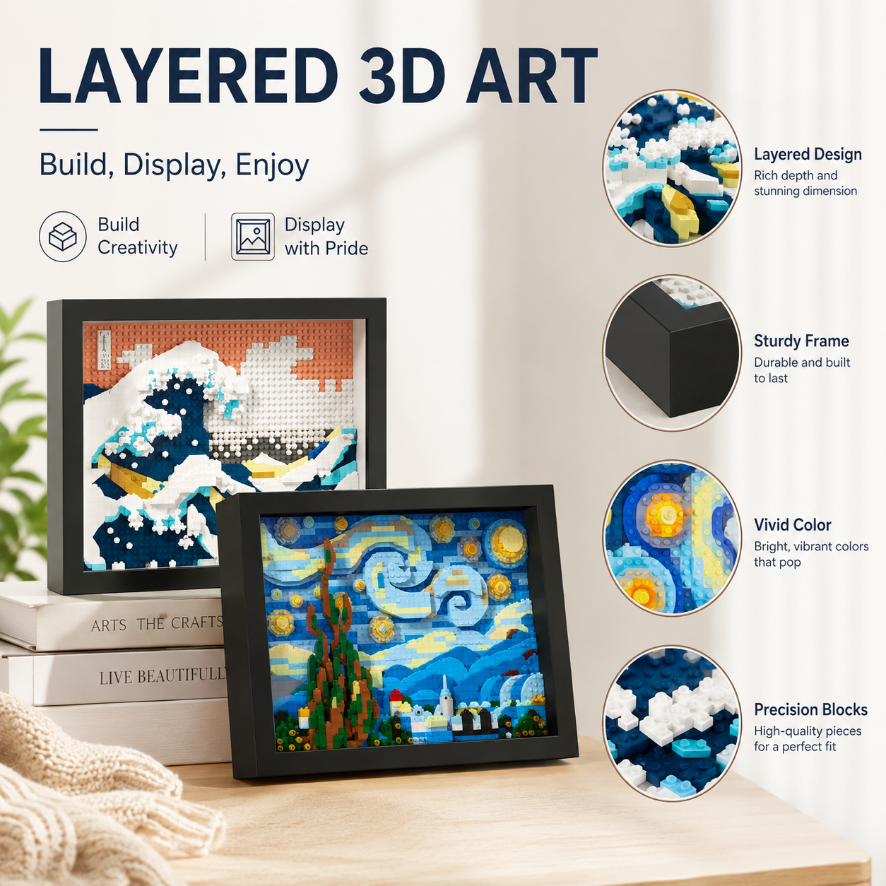 Framed Building Block Art DIY  - Home Decor Under 200 reseña y precio
