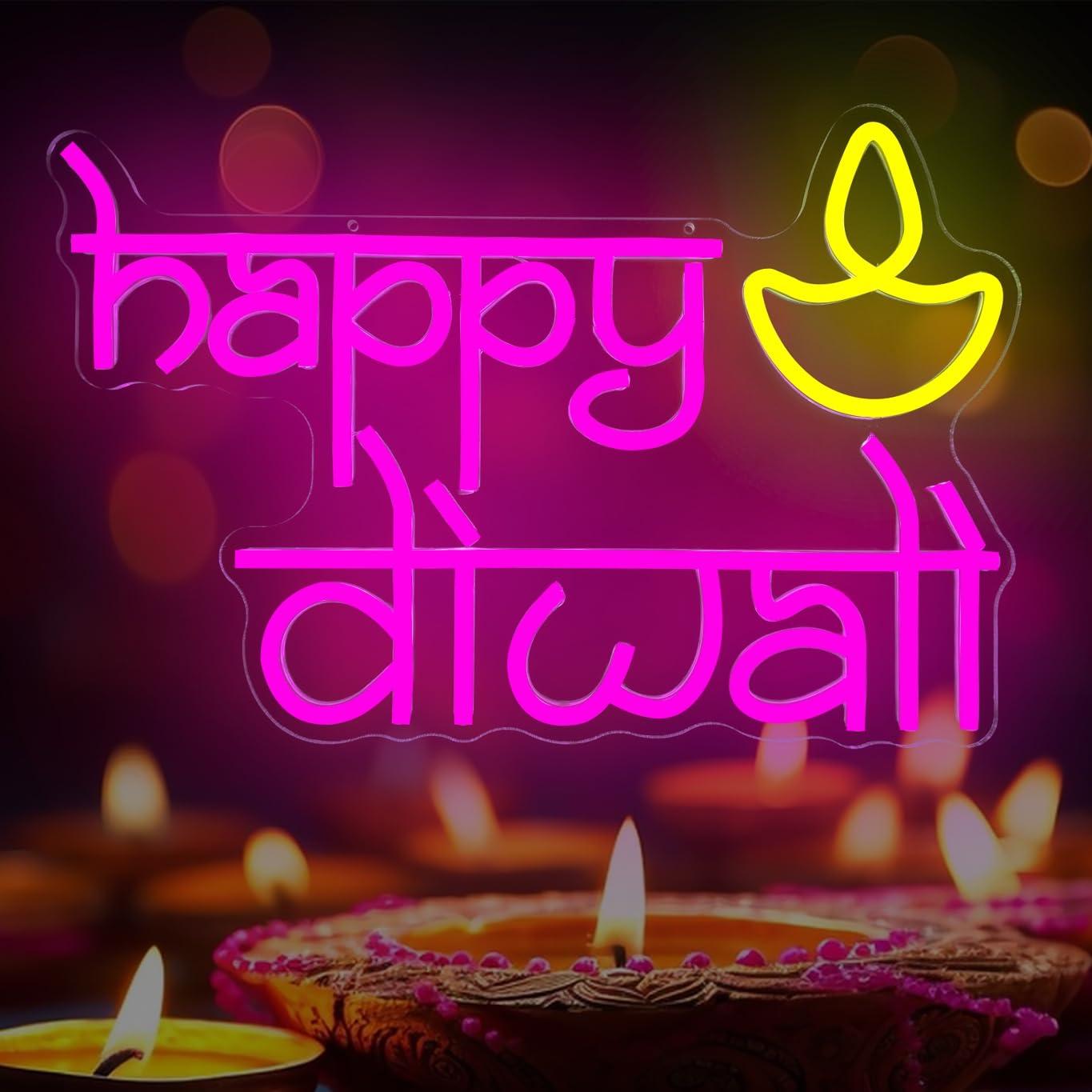 Happy Diwali Neon Sign USB Pow - Home Decor Happy reseña y precio