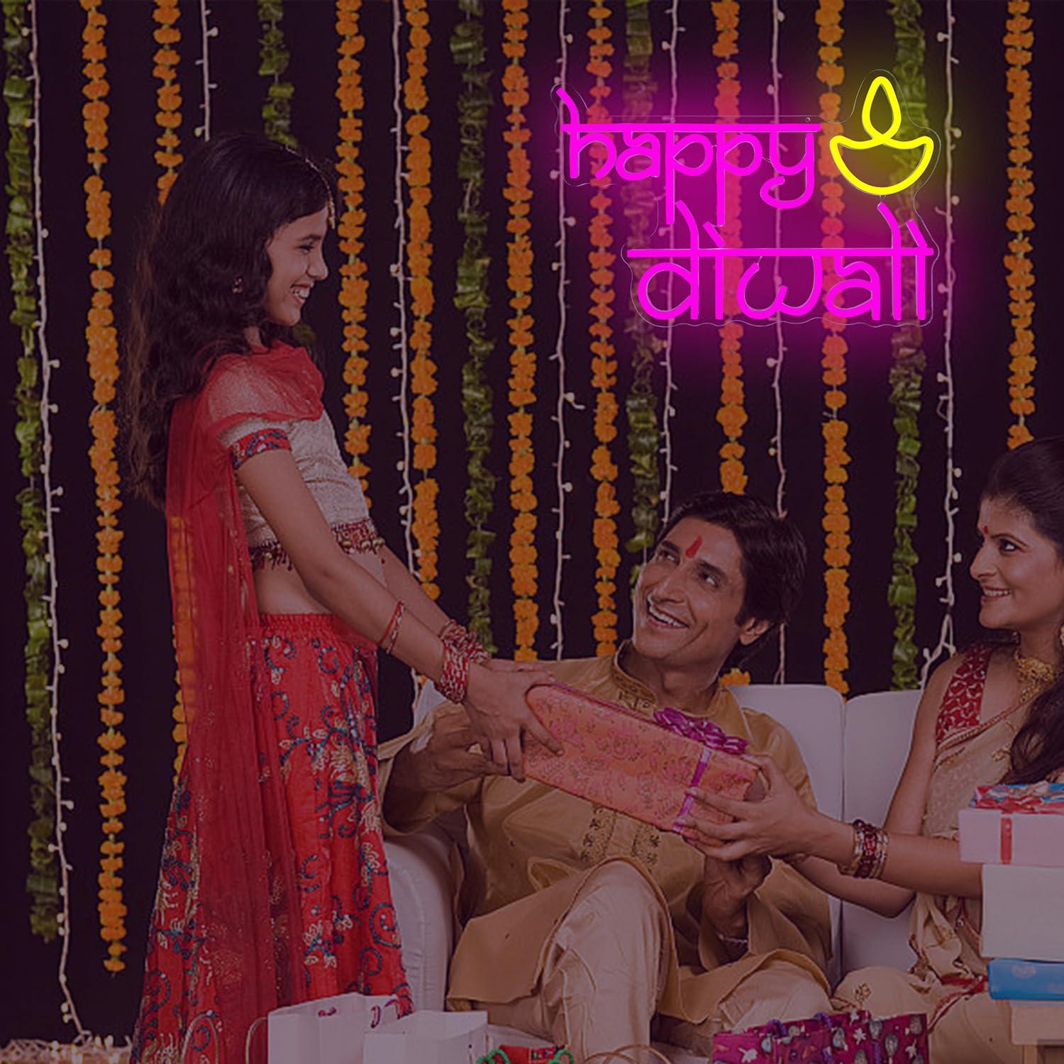 Happy Diwali Neon Sign USB Pow - Home Decor Happy reseña y precio