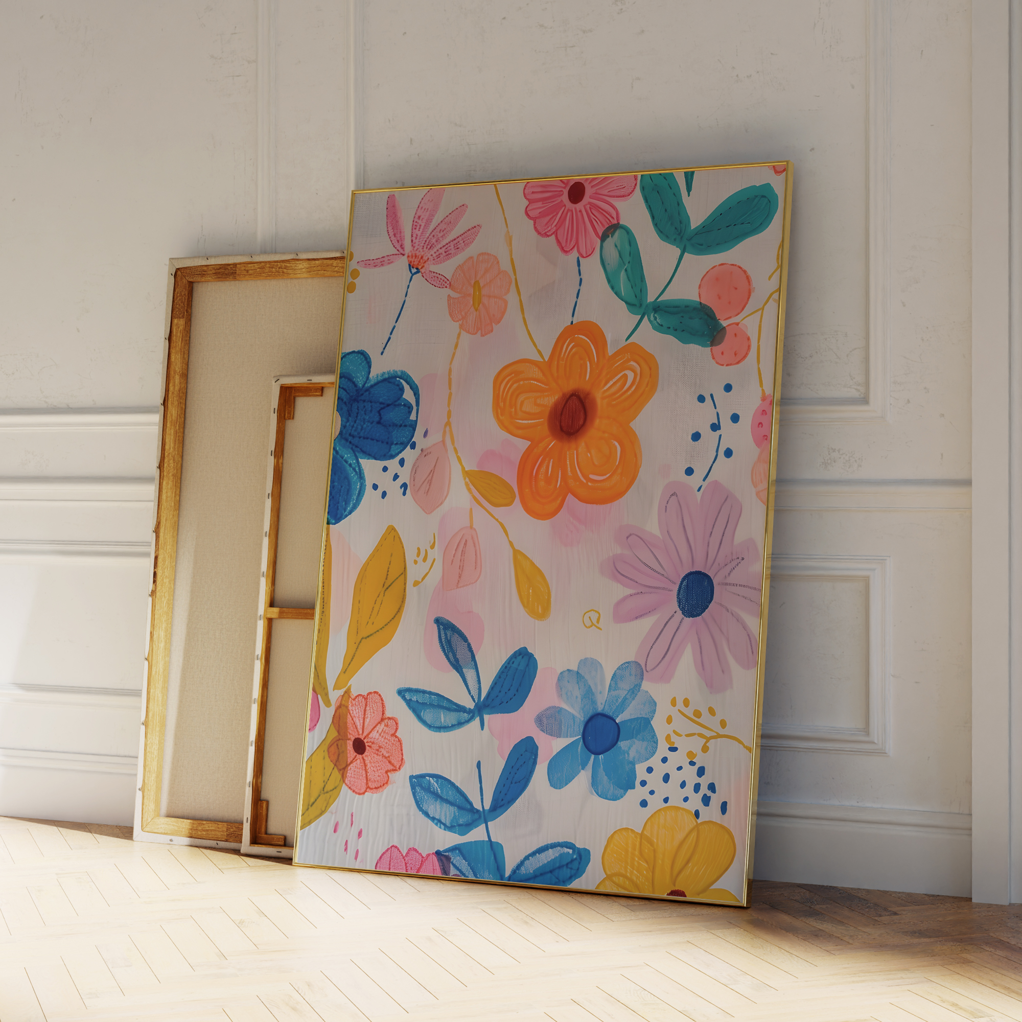 Modern Pink Blue And Yellow Fl - Home Decor Flowers reseña y precio