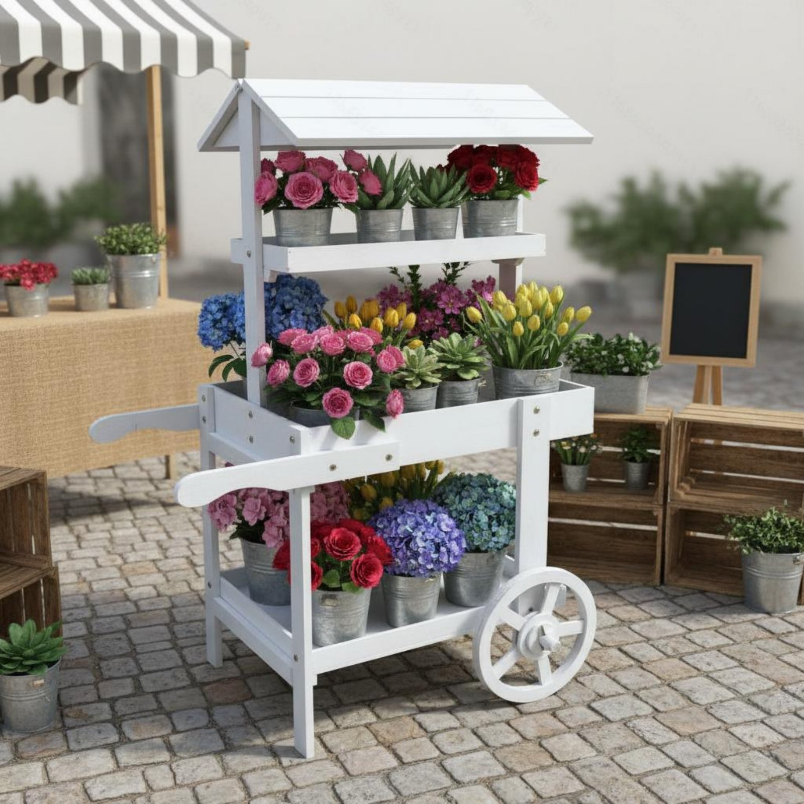 Wooden Flower Trolley Decorati - Home Decor Flowers reseña y precio