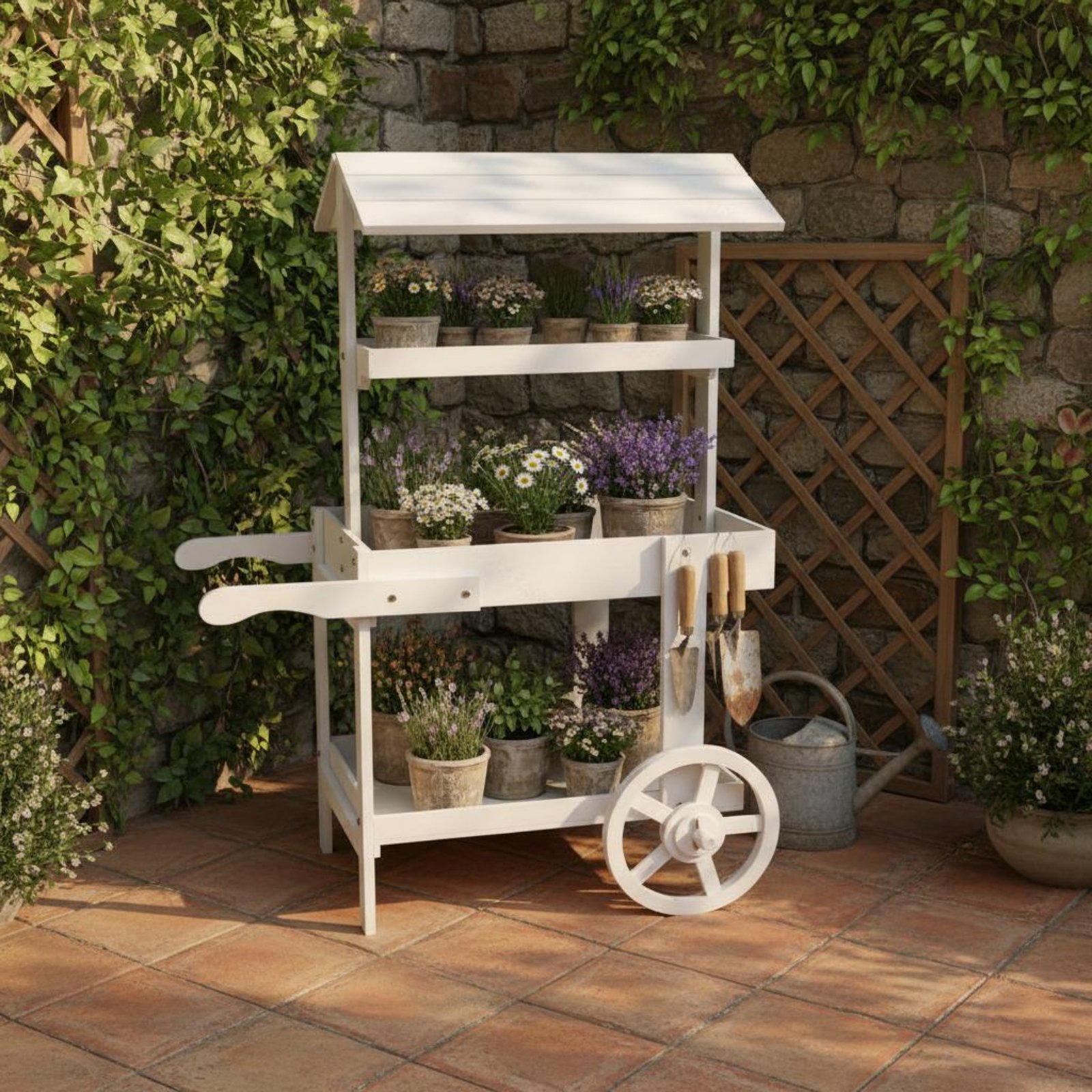 Wooden Flower Trolley Decorati - Home Decor Flowers reseña y precio