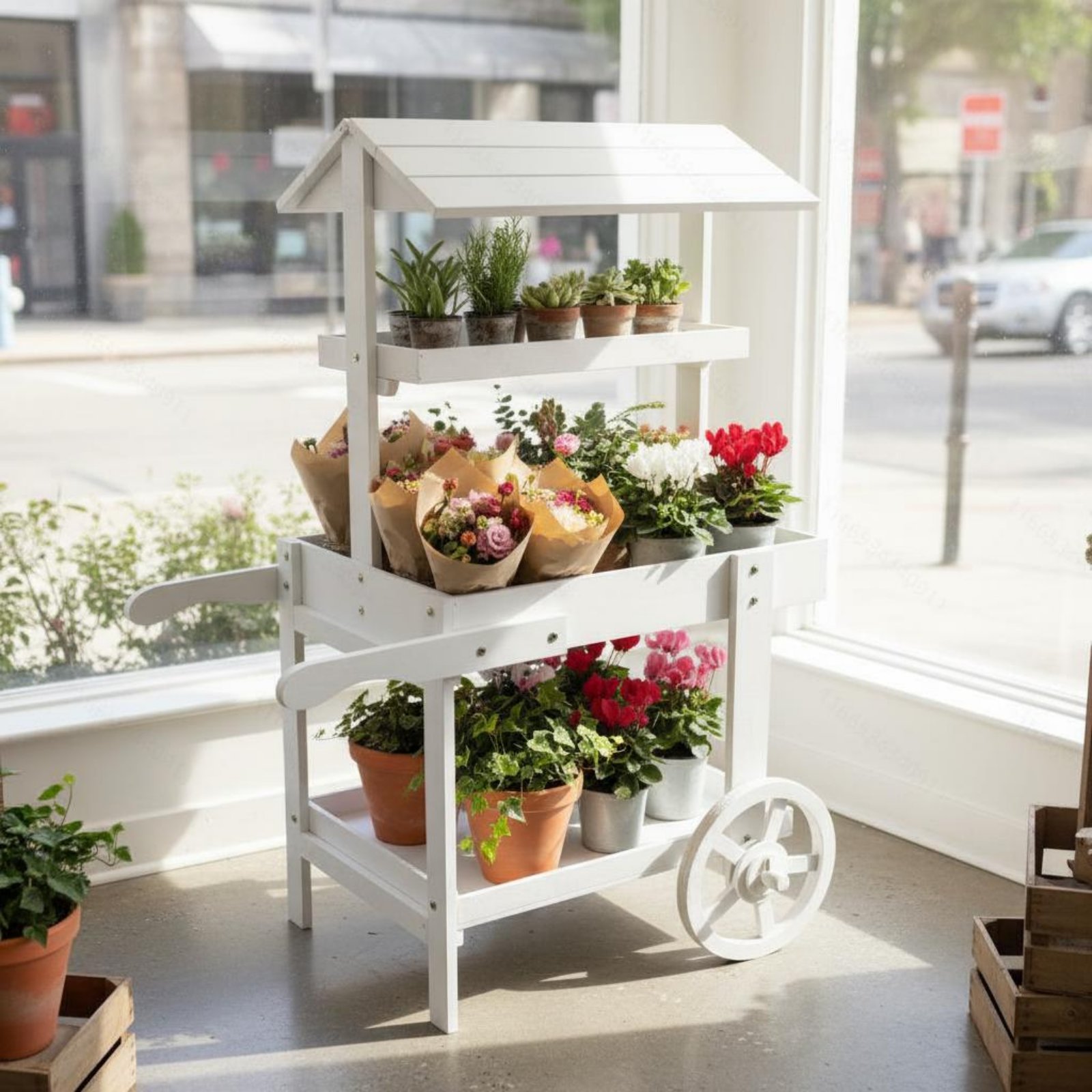 Wooden Flower Trolley Decorati - Home Decor Flowers reseña y precio