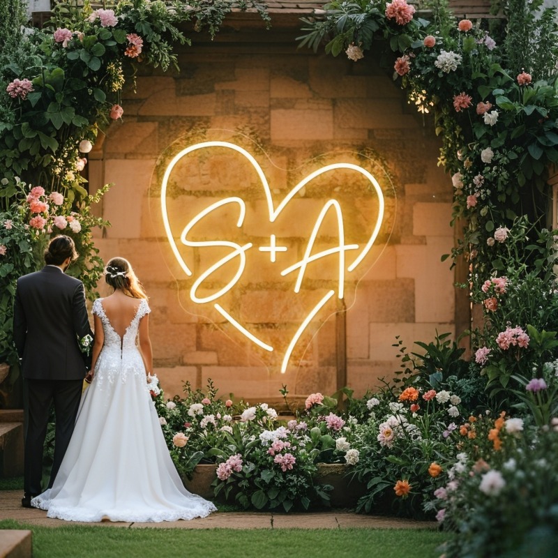 Custom Initials Heart LED Neon - Home Decor Happy reseña y precio