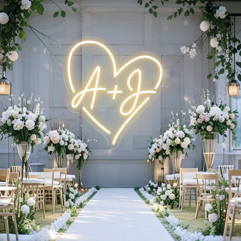 Custom Initials Heart LED Neon - Home Decor Happy reseña y precio