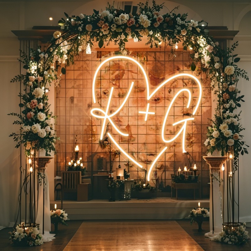 Custom Initials Heart LED Neon - Home Decor Happy reseña y precio