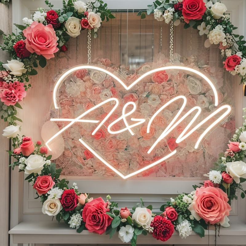 Custom Initials Heart LED Neon - Home Decor Happy reseña y precio