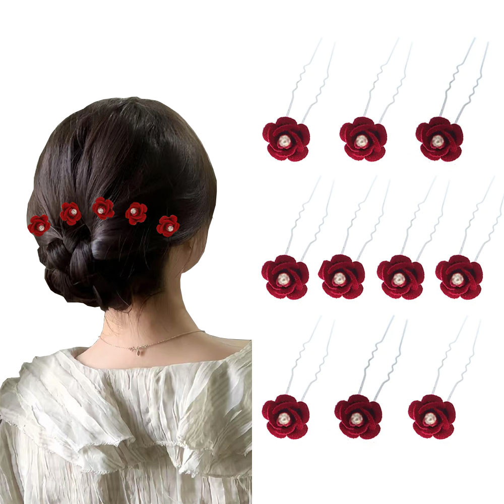 10Pcs Rose Hair Accessories We - Home Decor Flowers reseña y precio