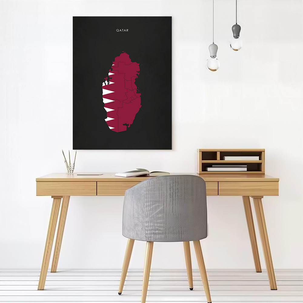 Qatar Flag Map Canvas Wall Art - Home Decor Qatar reseña y precio