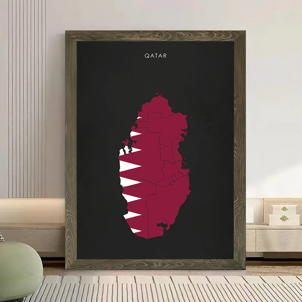 Qatar Flag Map Canvas Wall Art - Home Decor Qatar reseña y precio