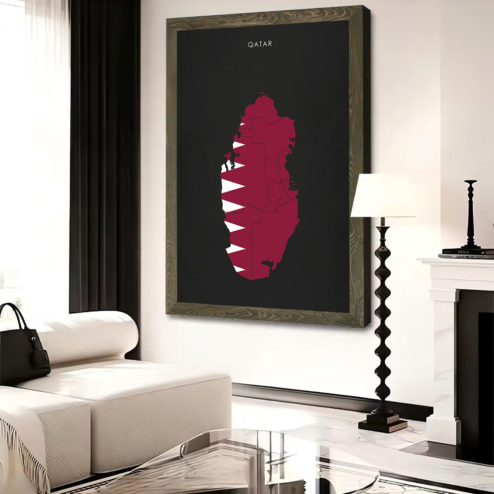 Qatar Flag Map Canvas Wall Art - Home Decor Qatar reseña y precio