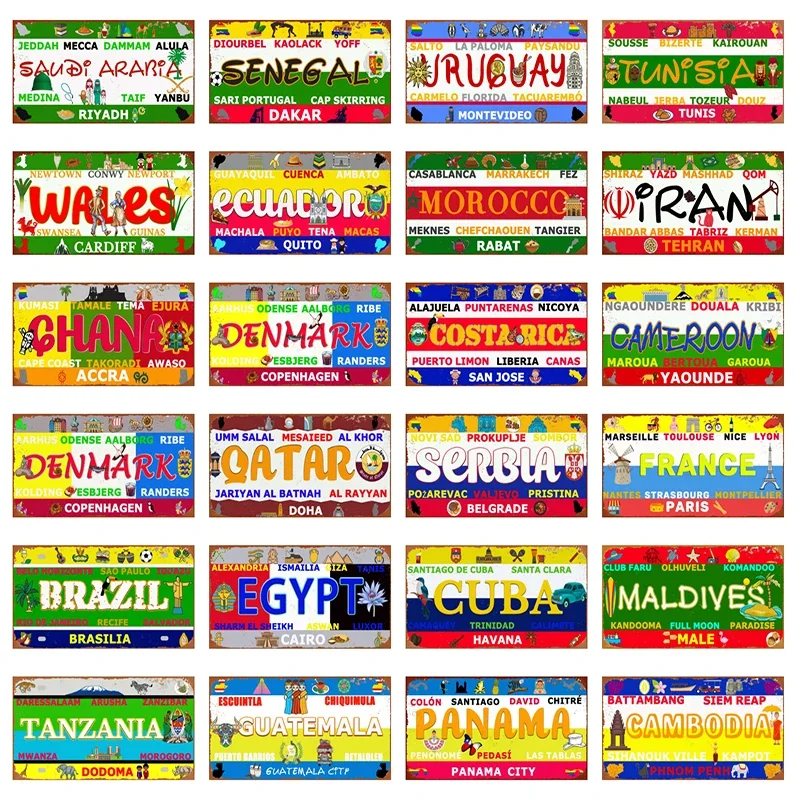Qatar Tunisia Brazil Cuba Tin  - Home Decor Qatar reseña y precio