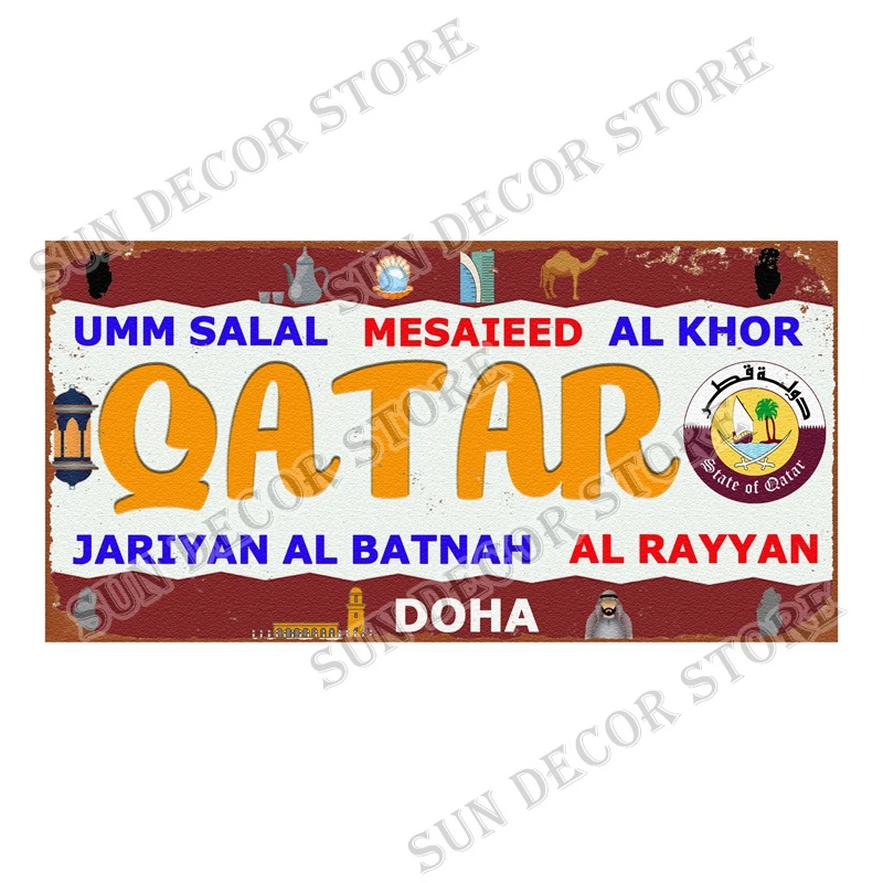 Qatar Tunisia Brazil Cuba Tin  - Home Decor Qatar reseña y precio