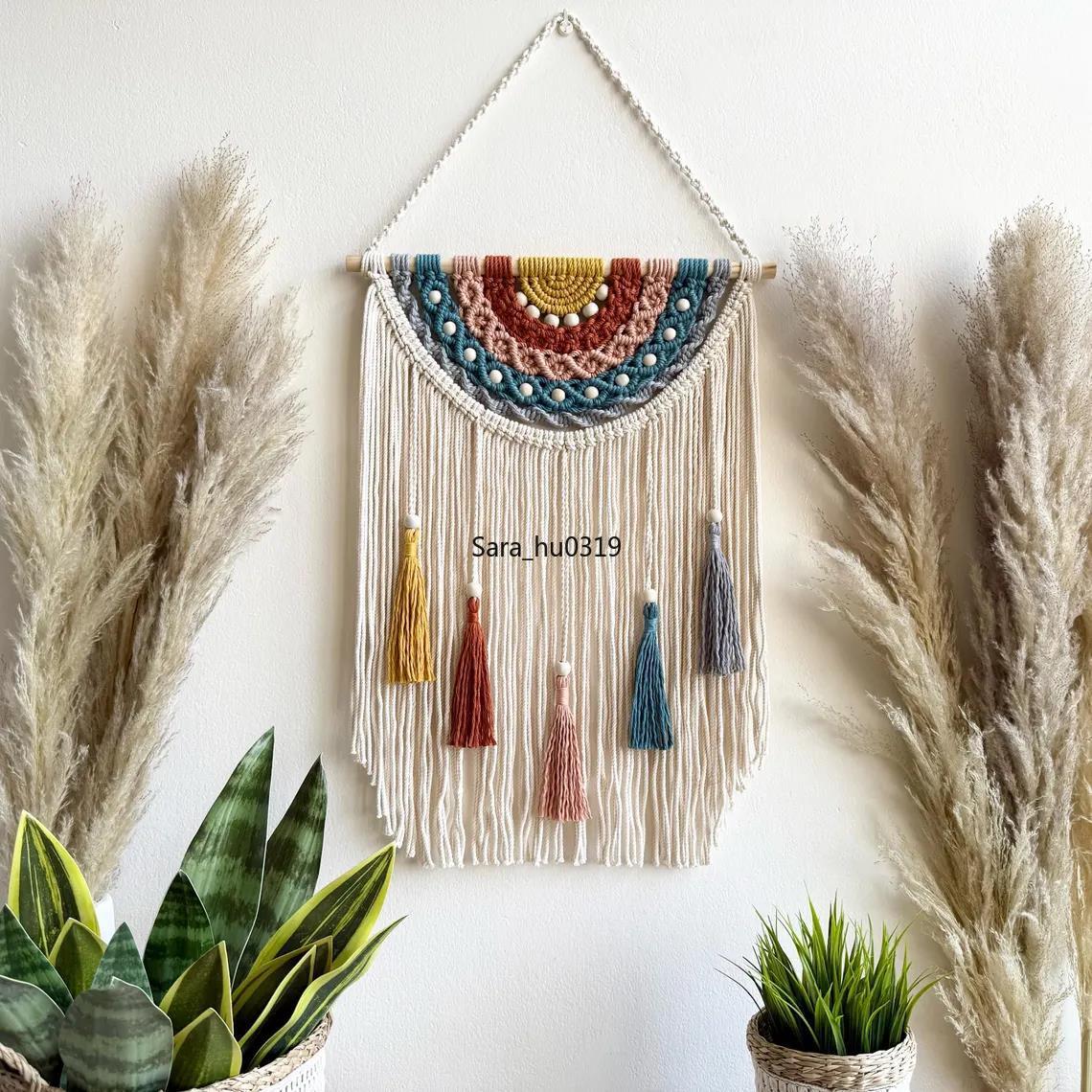 Boho Colorful Macrame Wall Han - Macrame Wall Hanging reseña y precio