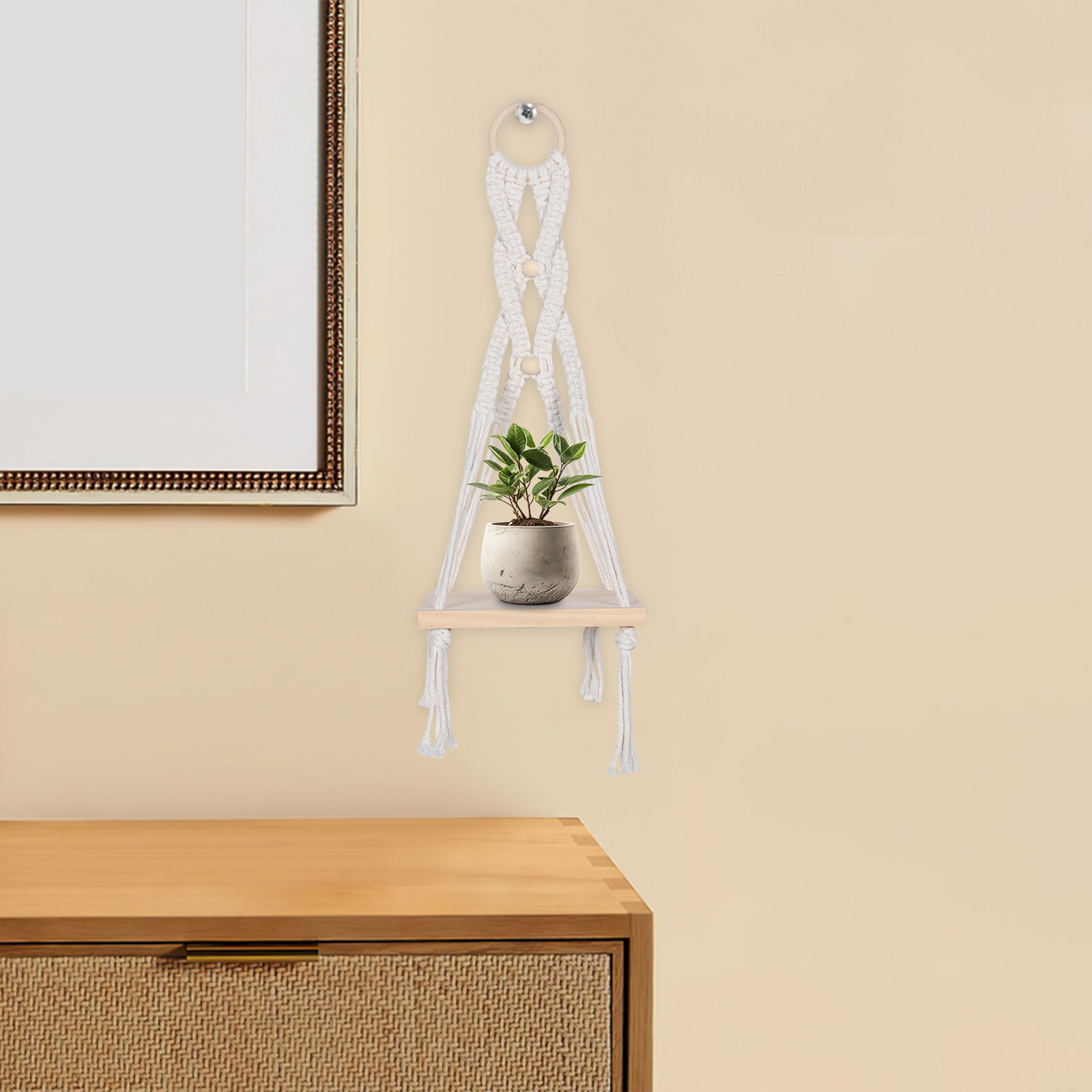 Macrame Wall Hanging Shelf Han - Macrame Wall Hanging reseña y precio