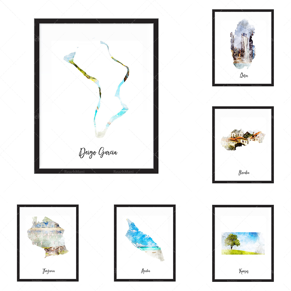 Impression de carte aquarelle  - Home Decor Qatar reseña y precio