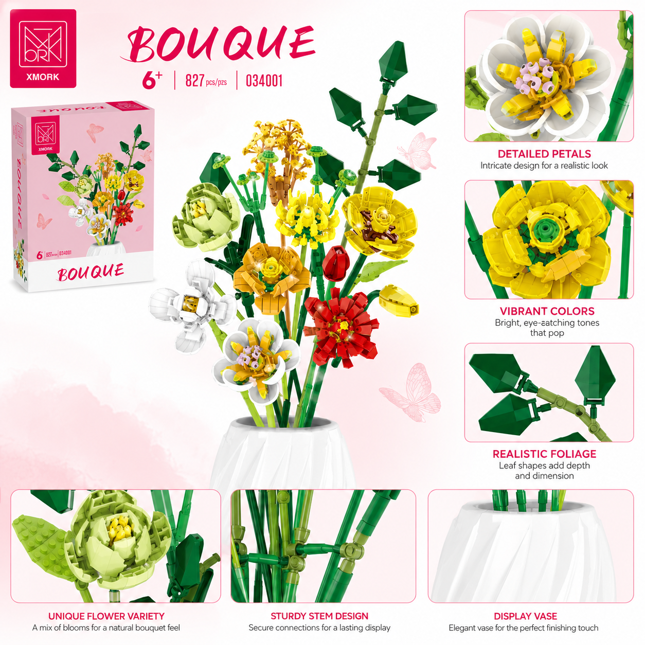 Bouquet Flower Building Blocks - Home Decor Flowers reseña y precio