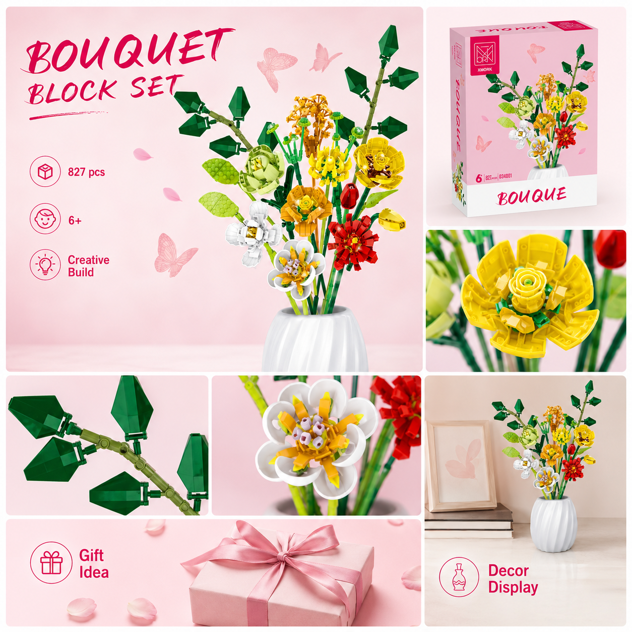 Bouquet Flower Building Blocks - Home Decor Flowers reseña y precio