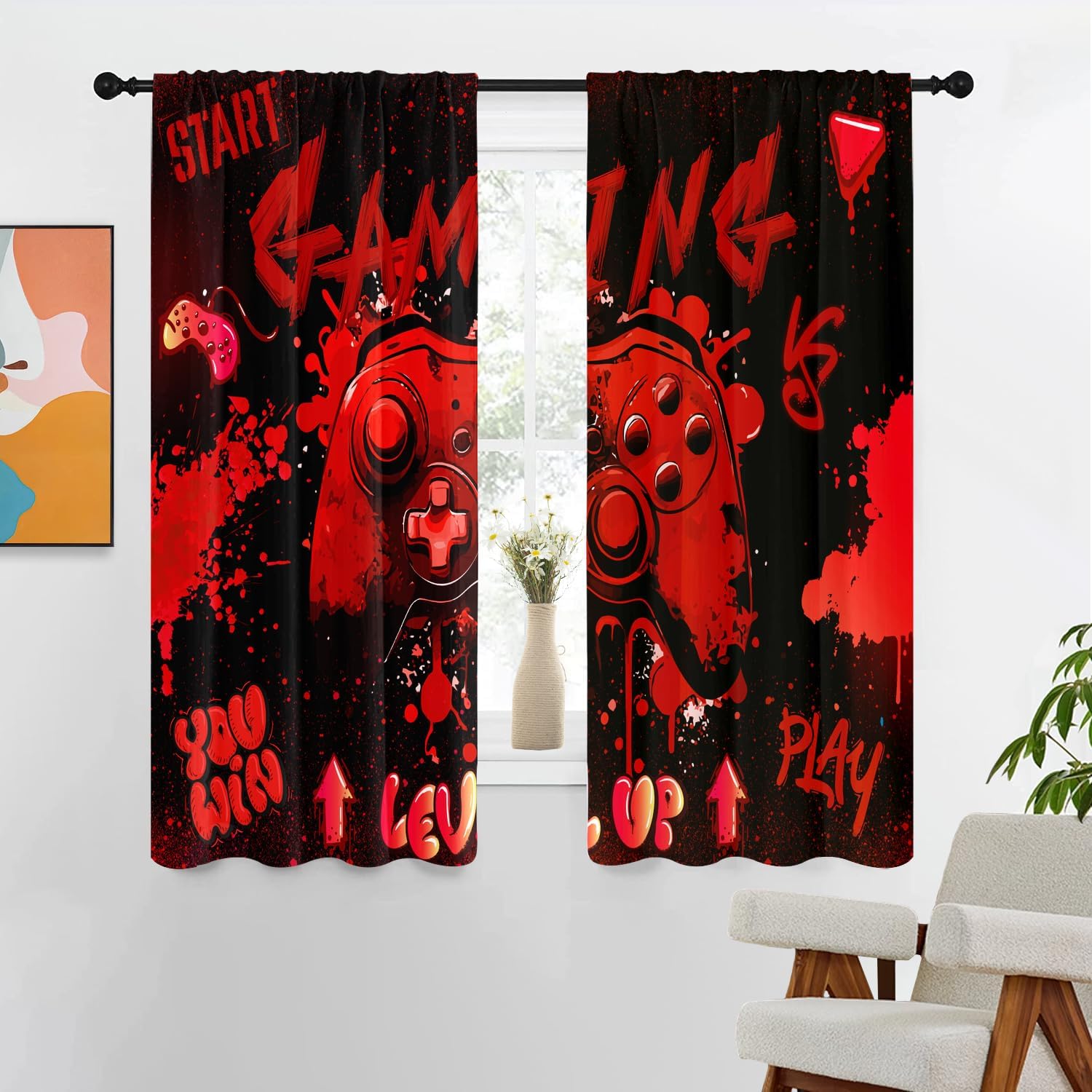 Gaming Controller Curtains Red - Home Decor Youtube Videos reseña y precio
