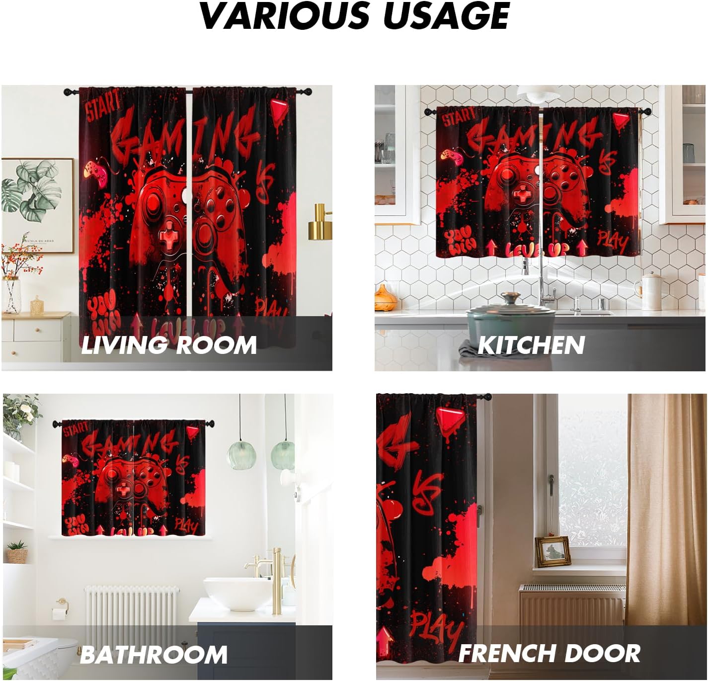 Gaming Controller Curtains Red - Home Decor Youtube Videos reseña y precio