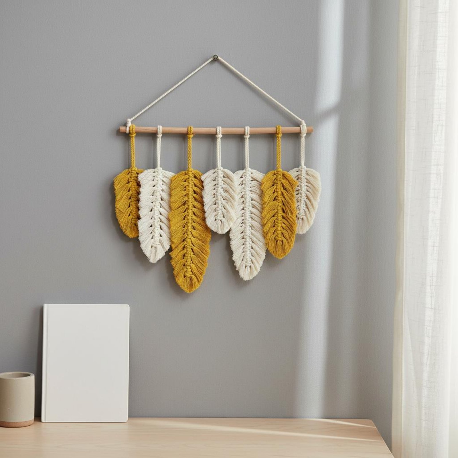 Macrame Feather Wall Hanging H - Macrame Wall Hanging reseña y precio