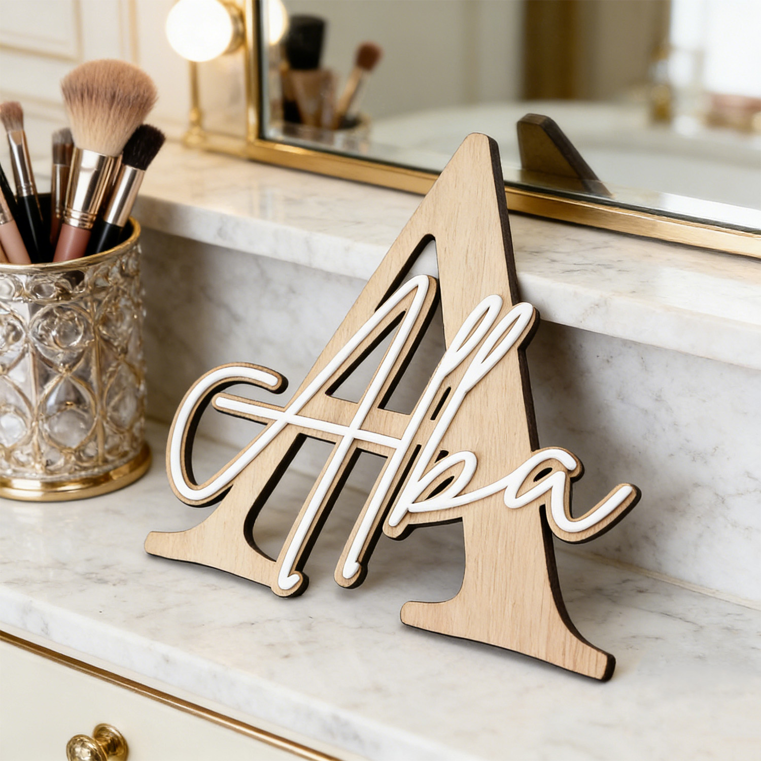 1pc Double-layer Wooden Name D - Home Decor Happy reseña y precio