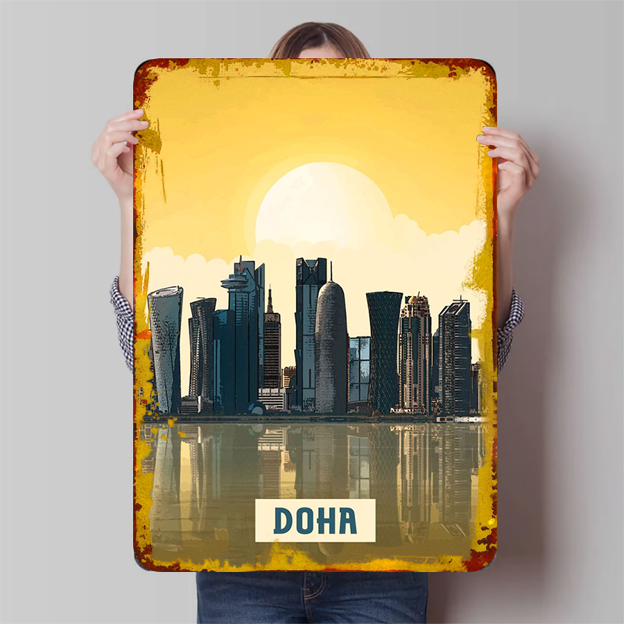 Doha Skyline Metal Wall Art Qa - Home Decor Qatar reseña y precio