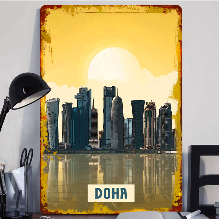 Doha Skyline Metal Wall Art Qa - Home Decor Qatar reseña y precio