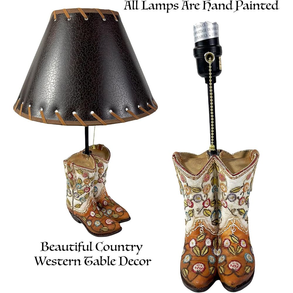 Western Cowboy Boot Table Lamp - Home Decor Room reseña y precio